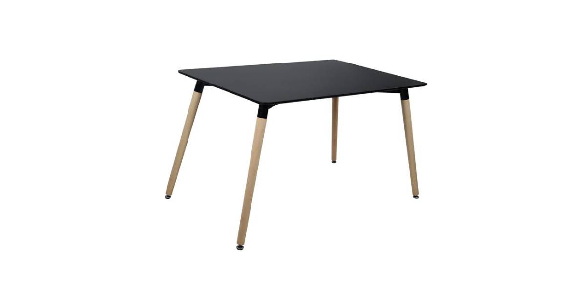 ΤΡΑΠΕΖΙ HM8697.02 MINIMAL, μαύρο MDF, ξύλινα πόδια οξιά, 160Χ90X74Υεκ.
