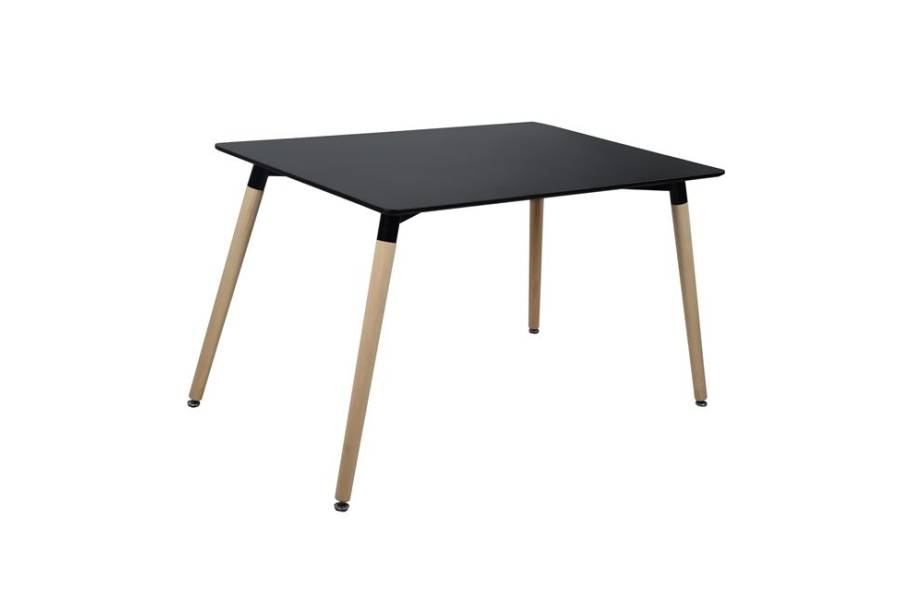ΤΡΑΠΕΖΙ HM8697.02 MINIMAL, μαύρο MDF, ξύλινα πόδια οξιά, 160Χ90X74Υεκ.