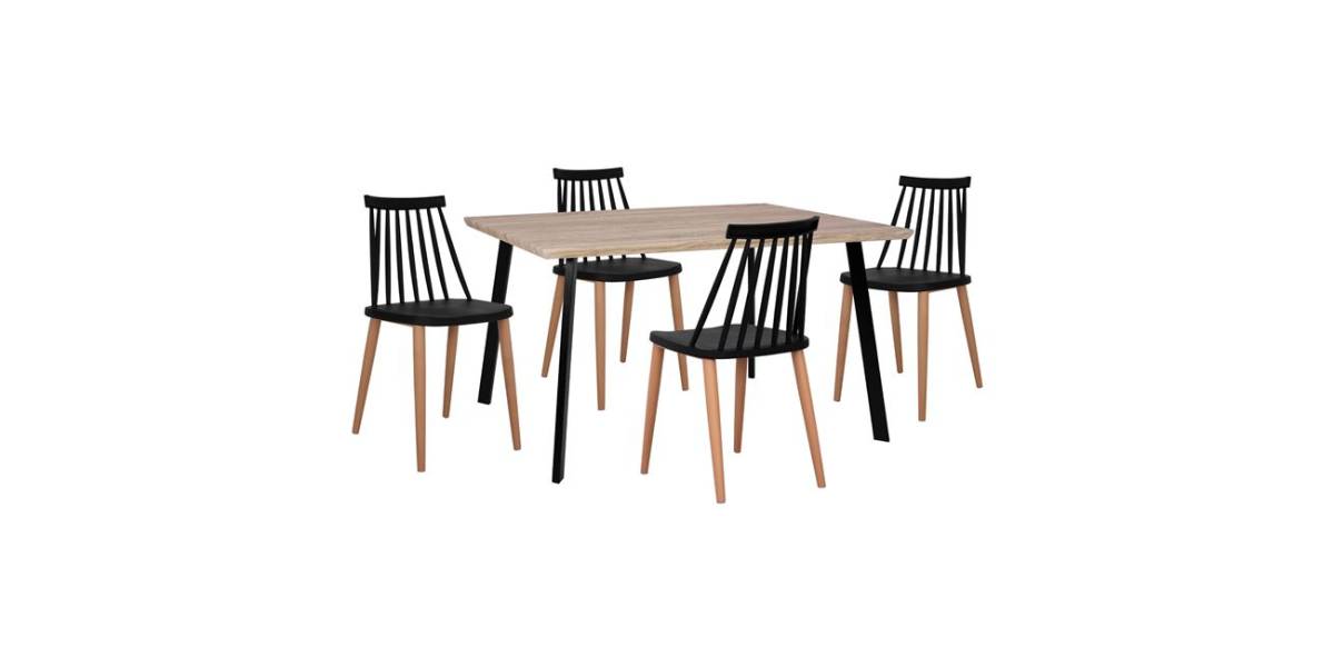 ΣΕΤ 5ΤΜΧ ΤΡΑΠΕΖΙ 140x80x76 cm SONAMA & ΚΑΡΕΚΛΕΣ VANESSA ΜΑΥΡΕΣ ΜΕΤΑΛΛΙΚΑ ΠΟΔΙΑ HM11037