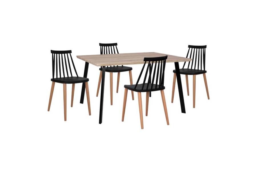 ΣΕΤ 5ΤΜΧ ΤΡΑΠΕΖΙ 140x80x76 cm SONAMA & ΚΑΡΕΚΛΕΣ VANESSA ΜΑΥΡΕΣ ΜΕΤΑΛΛΙΚΑ ΠΟΔΙΑ HM11037