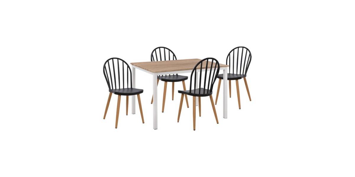 ΣΕΤ 5ΤΜΧ ΤΡΑΠΕΖΙ 110x70x76 cm SONAMA & ΚΑΡΕΚΛΕΣ ΠΟΛΥΠΡΟΠΥΛΕΝΙΟΥ ΜΑΥΡΕΣ ΜΕΤΑΛΛΙΚΑ ΠΟΔΙΑ HM11016