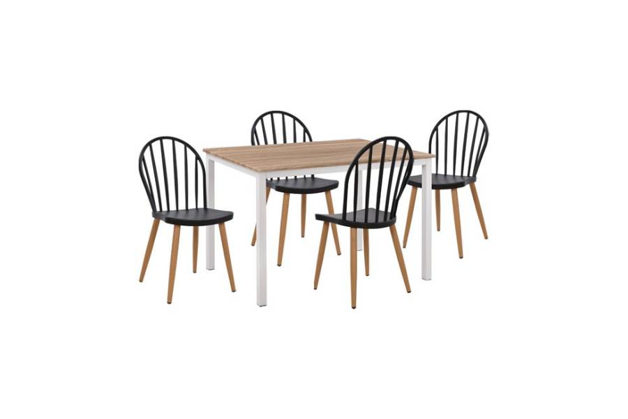 ΣΕΤ 5ΤΜΧ ΤΡΑΠΕΖΙ 110x70x76 cm SONAMA & ΚΑΡΕΚΛΕΣ ΠΟΛΥΠΡΟΠΥΛΕΝΙΟΥ ΜΑΥΡΕΣ ΜΕΤΑΛΛΙΚΑ ΠΟΔΙΑ HM11016