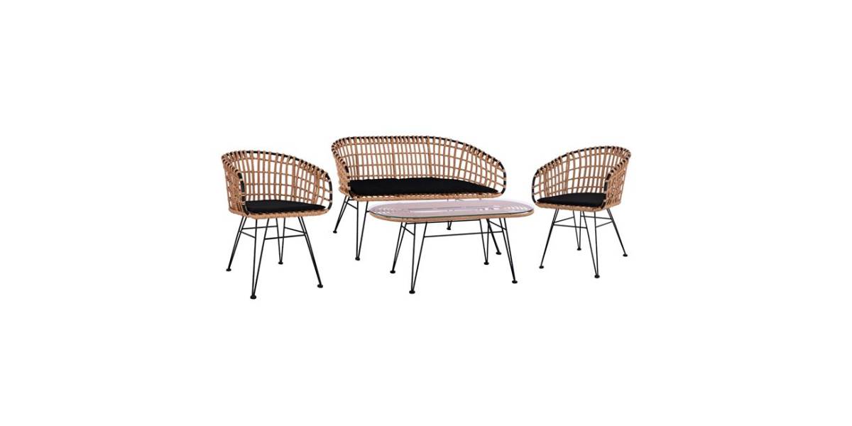 ΣΕΤ 4ΤΜΧ ΤΡΑΠΕΖΙ ΜΕ ΠΑΓΚΑΚΙ & 2 ΠΟΛΥΘΡΟΝΕΣ ALLEGRA WICKER ΜΠΕΖ HM10600