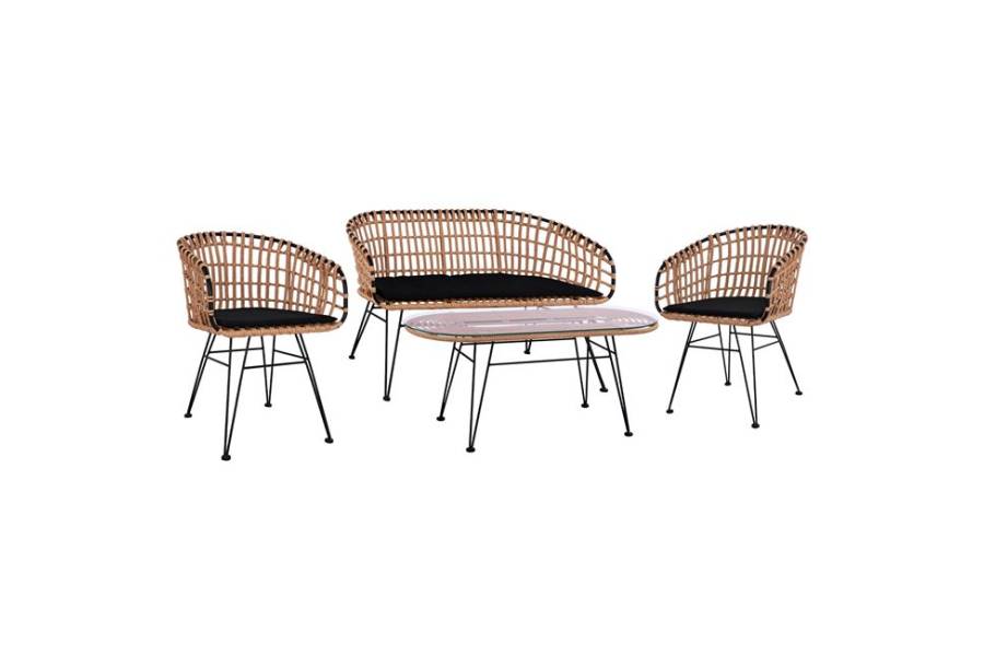 ΣΕΤ 4ΤΜΧ ΤΡΑΠΕΖΙ ΜΕ ΠΑΓΚΑΚΙ & 2 ΠΟΛΥΘΡΟΝΕΣ ALLEGRA WICKER ΜΠΕΖ HM10600