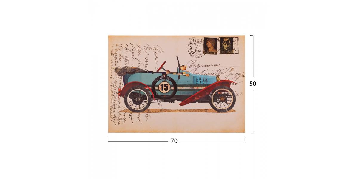 ΠΙΝΑΚΑΣ ΚΑΜΒΑΣ OLD CAR HM7153.10 70X50X2.5 εκ.