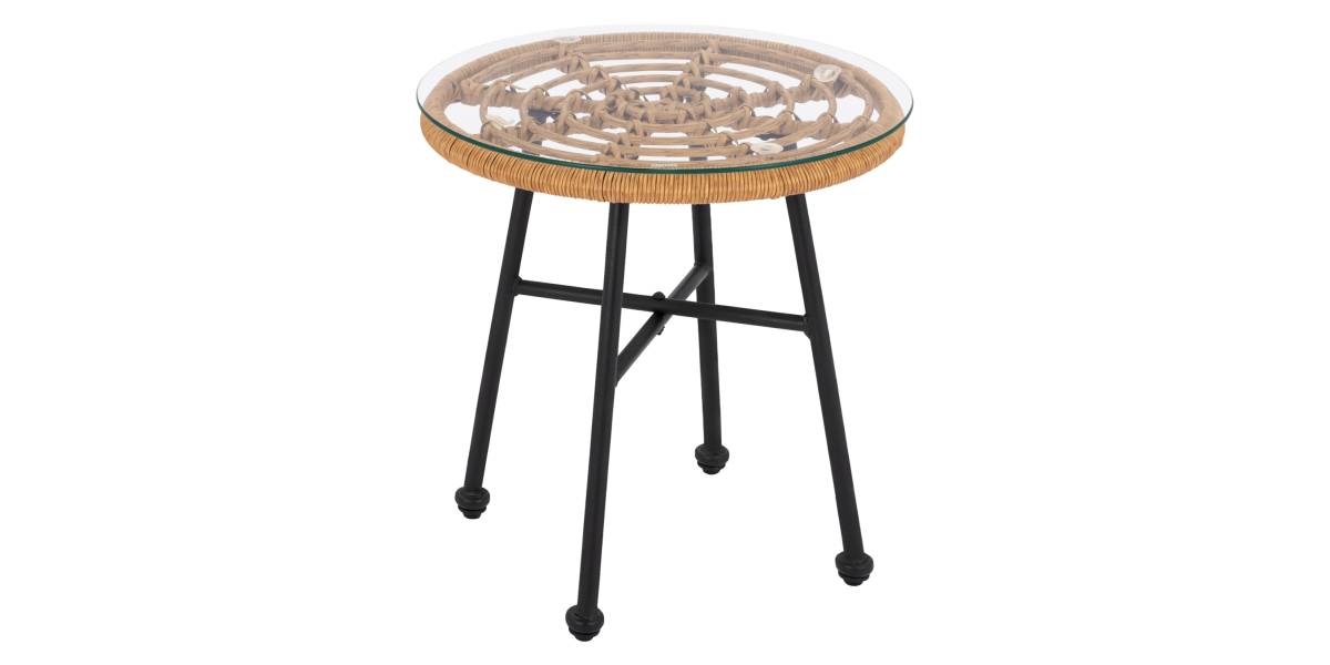 ΤΡΑΠΕΖΙ ΜΕΤΑΛΛΙΚΟ SPENCER HM5716 ΜΕ WICKER ΜΠΕΖ Φ48,5x51 εκ.