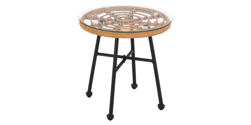 ΤΡΑΠΕΖΙ ΜΕΤΑΛΛΙΚΟ SPENCER HM5716 ΜΕ WICKER ΜΠΕΖ Φ48,5x51 εκ.