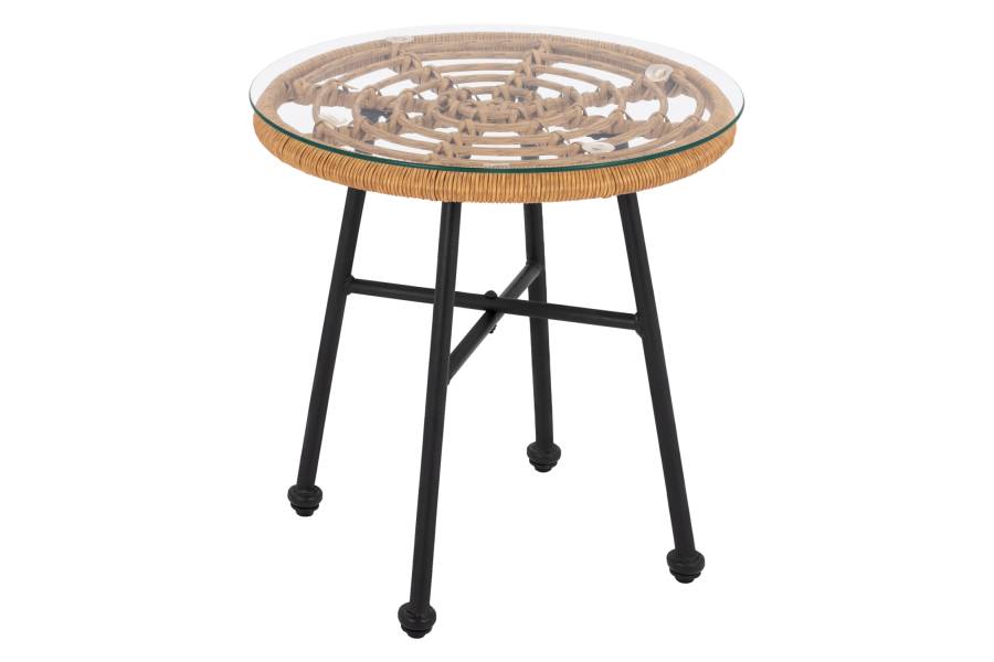 ΤΡΑΠΕΖΙ ΜΕΤΑΛΛΙΚΟ SPENCER HM5716 ΜΕ WICKER ΜΠΕΖ Φ48,5x51 εκ.