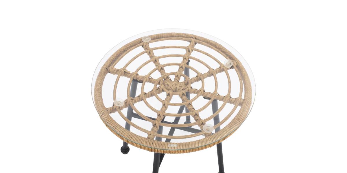 ΤΡΑΠΕΖΙ ΜΕΤΑΛΛΙΚΟ SPENCER HM5716 ΜΕ WICKER ΜΠΕΖ Φ48,5x51 εκ.