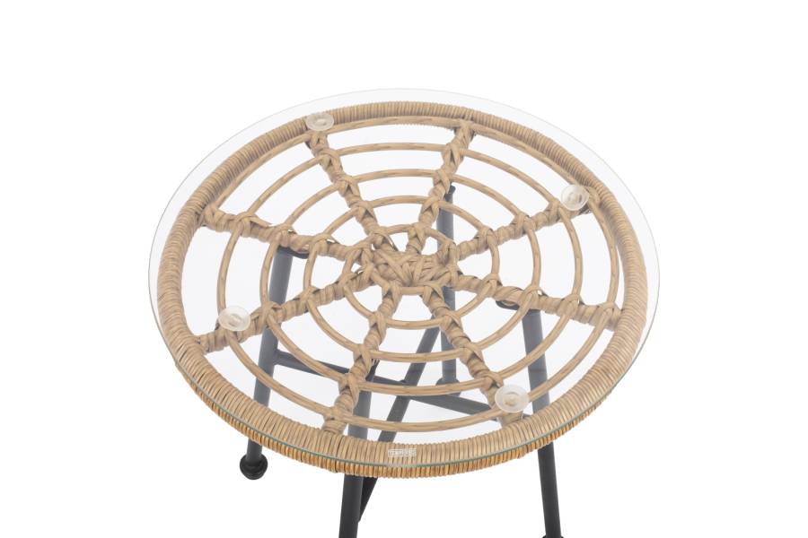 ΤΡΑΠΕΖΙ ΜΕΤΑΛΛΙΚΟ SPENCER HM5716 ΜΕ WICKER ΜΠΕΖ Φ48,5x51 εκ.