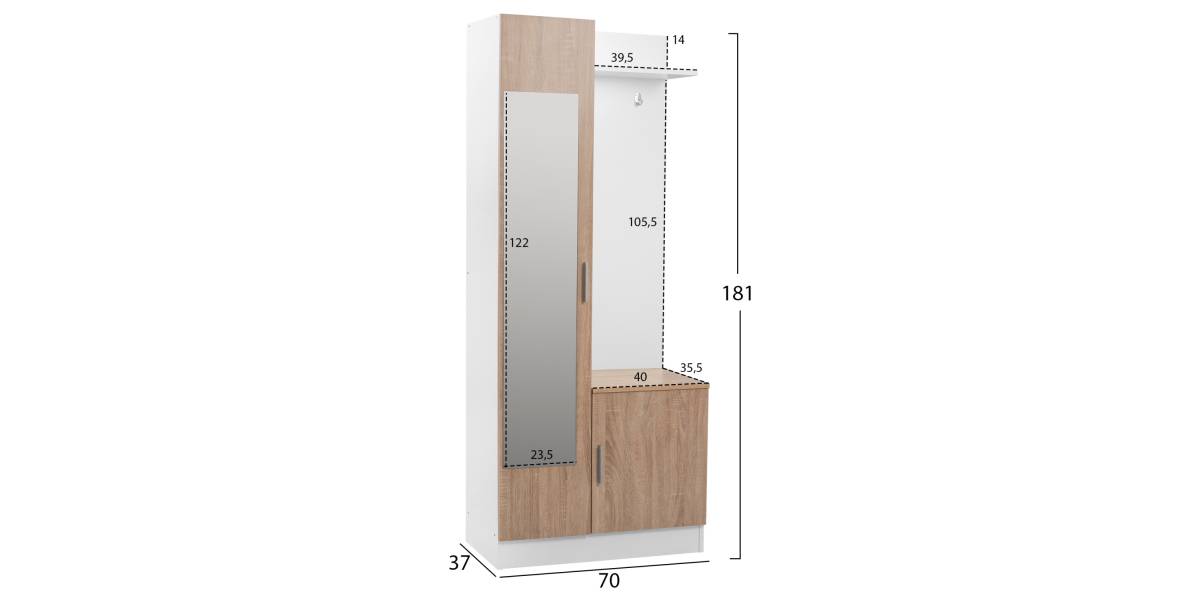 ΕΠΙΠΛΟ ΕΙΣΟΔΟΥ ΜΕ ΚΑΘΡΕΠΤΗ JANICE HM2264 SONAMA ΛΕΥΚΟ 70x37x181 εκ.