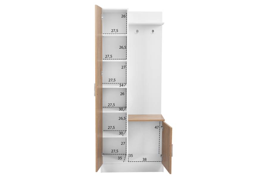 ΕΠΙΠΛΟ ΕΙΣΟΔΟΥ ΜΕ ΚΑΘΡΕΠΤΗ JANICE HM2264 SONAMA ΛΕΥΚΟ 70x37x181 εκ.