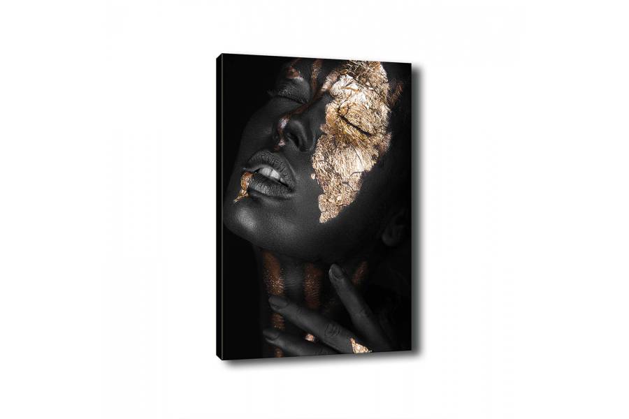 ΠΙΝΑΚΑΣ ΚΑΜΒΑΣ DARK SKINNED GIRL WITH GOLD MAKEUP HM7196.01 50X3X70 εκ.