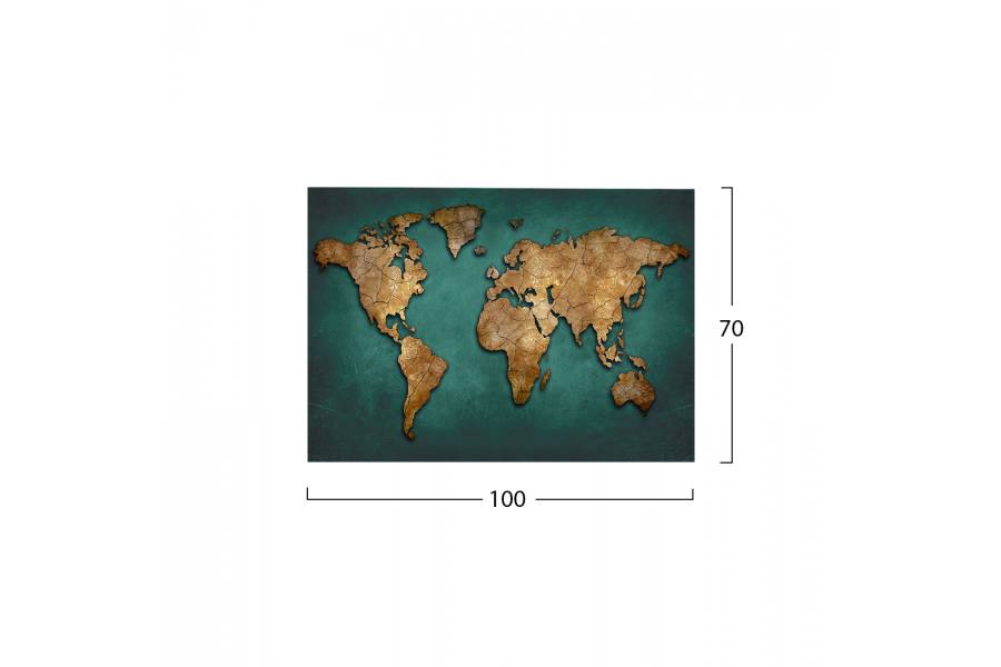 ΠΙΝΑΚΑΣ ΚΑΜΒΑΣ WORLD MAP HM7197.01 100X3X70 εκ.