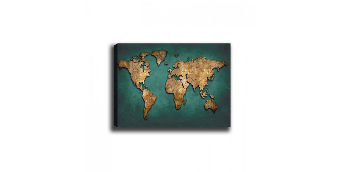 ΠΙΝΑΚΑΣ ΚΑΜΒΑΣ WORLD MAP HM7197.01 100X3X70 εκ.