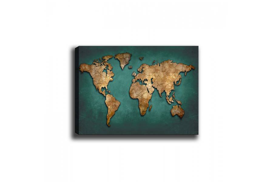 ΠΙΝΑΚΑΣ ΚΑΜΒΑΣ WORLD MAP HM7197.01 100X3X70 εκ.