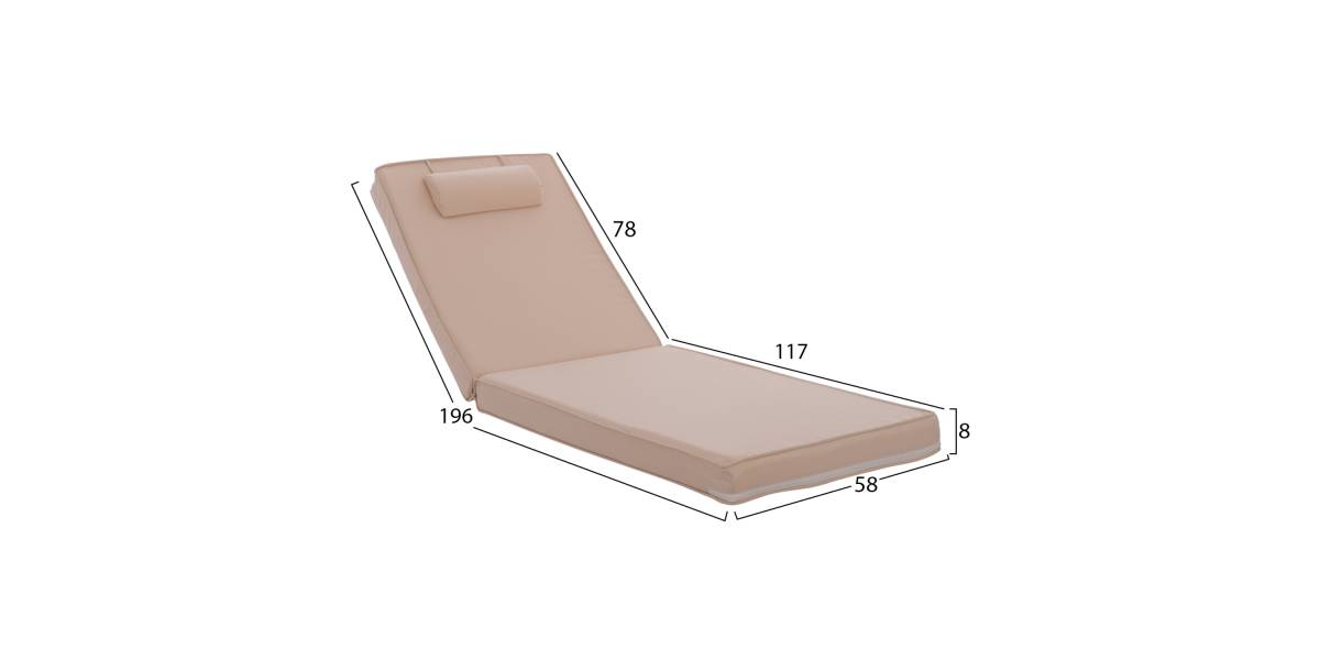 ΜΑΞΙΛΑΡΙ ΞΑΠΛΩΣΤΡΑΣ POLYESTER CHIOS ΜΠΕΖ HM11236.01P 196(117+1+78)x58x9εκ.