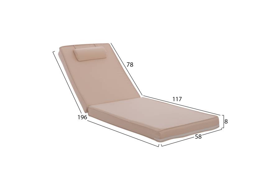ΜΑΞΙΛΑΡΙ ΞΑΠΛΩΣΤΡΑΣ POLYESTER CHIOS ΜΠΕΖ HM11236.01P 196(117+1+78)x58x9εκ.