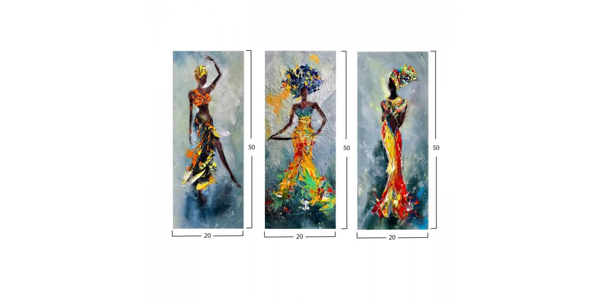 ΠΙΝΑΚΑΣ ΤΡΙΠΤΥΧΟ MDF AFRICAN GIRL IN COLORFUL DRESS HM7204.02 60X0,3X50 εκ.
