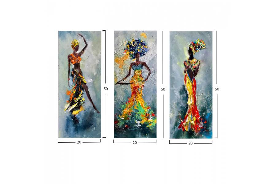 ΠΙΝΑΚΑΣ ΤΡΙΠΤΥΧΟ MDF AFRICAN GIRL IN COLORFUL DRESS HM7204.02 60X0,3X50 εκ.