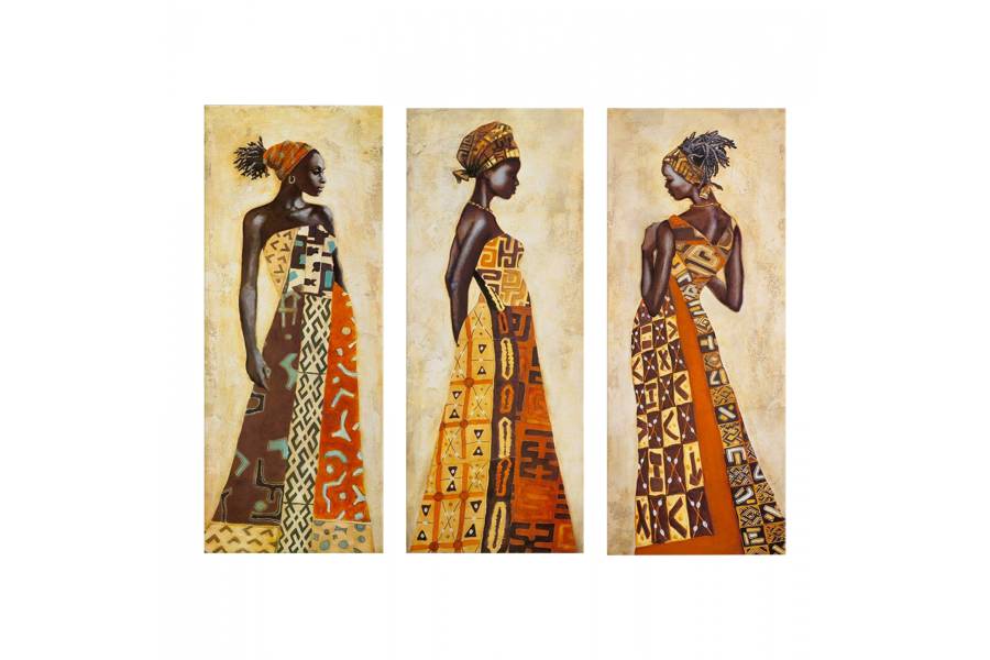 ΠΙΝΑΚΑΣ ΤΡΙΠΤΥΧΟ MDF AFRICAN STYLE WOMEN HM7204.03 60X0,3X50 εκ.
