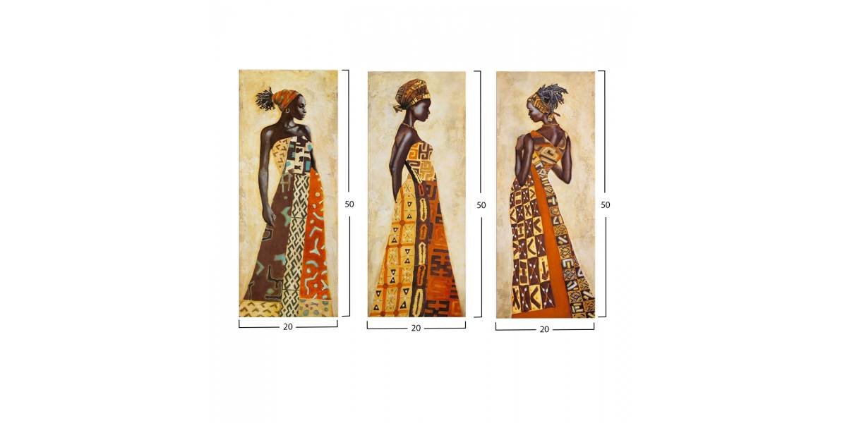 ΠΙΝΑΚΑΣ ΤΡΙΠΤΥΧΟ MDF AFRICAN STYLE WOMEN HM7204.03 60X0,3X50 εκ.
