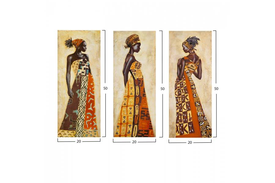 ΠΙΝΑΚΑΣ ΤΡΙΠΤΥΧΟ MDF AFRICAN STYLE WOMEN HM7204.03 60X0,3X50 εκ.