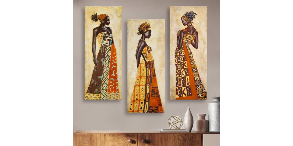 ΠΙΝΑΚΑΣ ΤΡΙΠΤΥΧΟ MDF AFRICAN STYLE WOMEN HM7204.03 60X0,3X50 εκ.