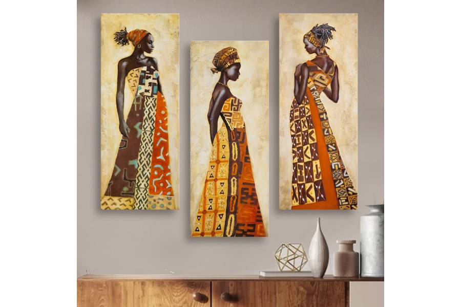 ΠΙΝΑΚΑΣ ΤΡΙΠΤΥΧΟ MDF AFRICAN STYLE WOMEN HM7204.03 60X0,3X50 εκ.