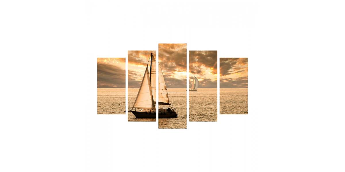 ΠΙΝΑΚΑΣ ΠΕΝΤΑΠΤΥΧΟ MDF SUNSET SAILING HM7206.01 100X0,3X60 εκ.