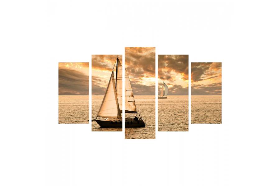 ΠΙΝΑΚΑΣ ΠΕΝΤΑΠΤΥΧΟ MDF SUNSET SAILING HM7206.01 100X0,3X60 εκ.