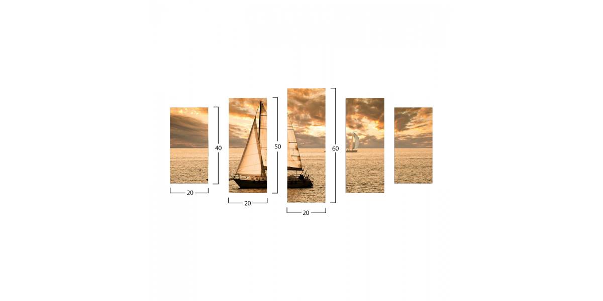 ΠΙΝΑΚΑΣ ΠΕΝΤΑΠΤΥΧΟ MDF SUNSET SAILING HM7206.01 100X0,3X60 εκ.
