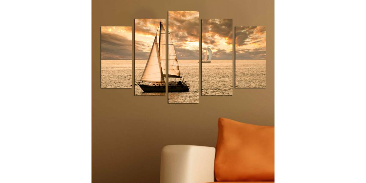 ΠΙΝΑΚΑΣ ΠΕΝΤΑΠΤΥΧΟ MDF SUNSET SAILING HM7206.01 100X0,3X60 εκ.