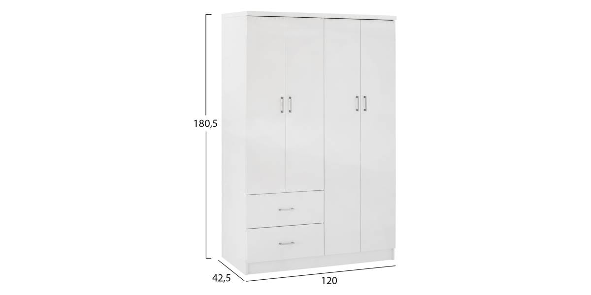 ΝΤΟΥΛΑΠΑ 4ΦΥΛΛΗ ME 2 ΣΥΡΤΑΡΙΑ BLAKELY HM339.05 ΛΕΥΚΗ 120Χ42,5Χ180,5 εκ.