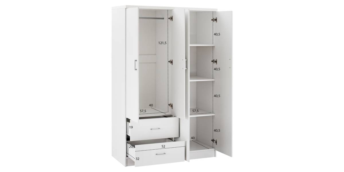 ΝΤΟΥΛΑΠΑ 4ΦΥΛΛΗ ME 2 ΣΥΡΤΑΡΙΑ BLAKELY HM339.05 ΛΕΥΚΗ 120Χ42,5Χ180,5 εκ.