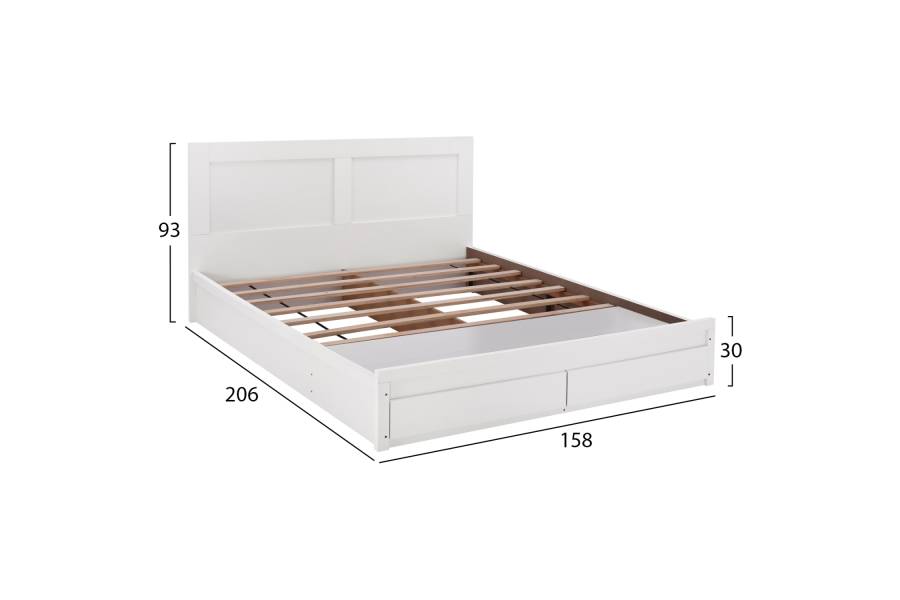 ΚΡΕΒΑΤΙ CAPRI HM312.05 ΜΕ 2 ΣΥΡΤΑΡΙΑ ΛΕΥΚΟ ΓΙΑ ΣΤΡΩΜΑ 150x200 εκ.