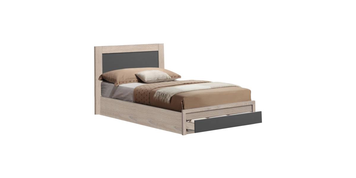 ΚΡΕΒΑΤΙ MELANY HM323.04 ΜΕ 1 ΣΥΡΤΑΡΙ SONΟMA ΓΚΡΙ ΓΙΑ ΣΤΡΩΜΑ 110Χ190 εκ.