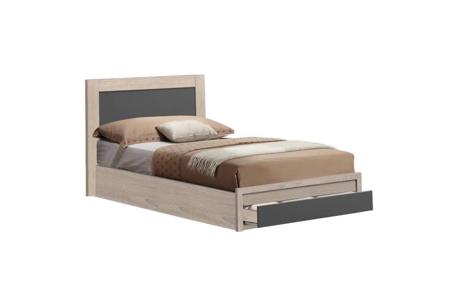 ΚΡΕΒΑΤΙ MELANY HM323.04 ΜΕ 1 ΣΥΡΤΑΡΙ SONΟMA ΓΚΡΙ ΓΙΑ ΣΤΡΩΜΑ 110Χ190 εκ.
