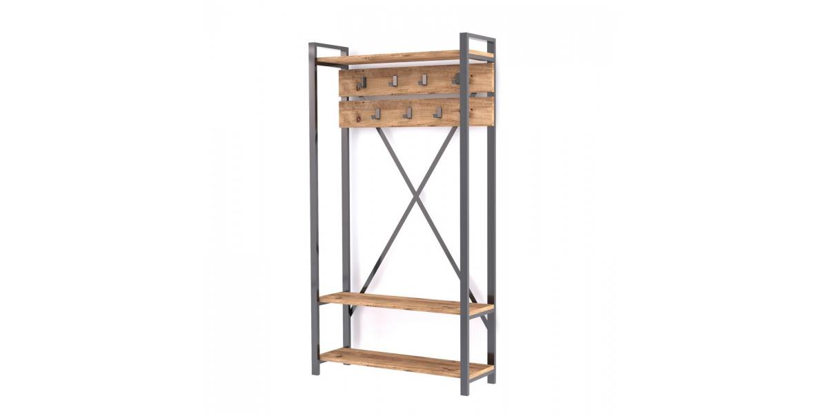 ΕΠΙΠΛΟ ΕΙΣΟΔΟΥ HM8943.01 NATURAL WOOD & ΜΑΥΡΟ 90x34x180 εκ.