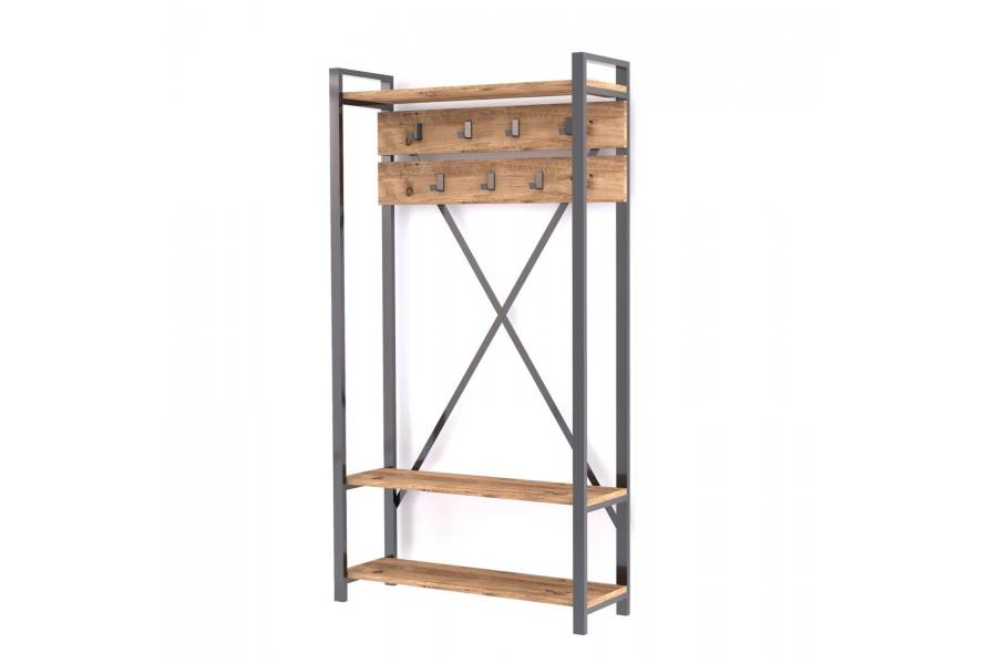 ΕΠΙΠΛΟ ΕΙΣΟΔΟΥ HM8943.01 NATURAL WOOD & ΜΑΥΡΟ 90x34x180 εκ.