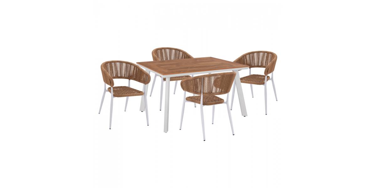 ΣΕΤ ΤΡΑΠΕΖΑΡΙΑ 5ΤΜΧ ΜΕ ΤΡΑΠΕΖΙ POLYWOOD 120Χ80 & ΠΟΛΥΘΡΟΝΕΣ ΛΕΥΚΕΣ HM11428