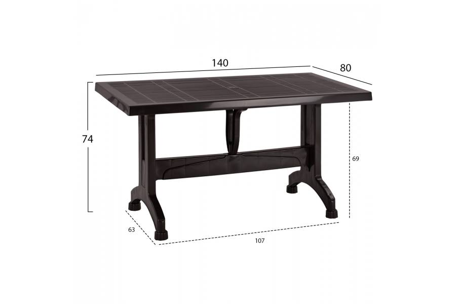 ΤΡΑΠΕΖΙ ΠΟΛΥΠΡΟΠΥΛΕΝΙΟΥ CORNWALL HM5738.03 ΚΑΦΕ 140X80X73.5Yεκ.