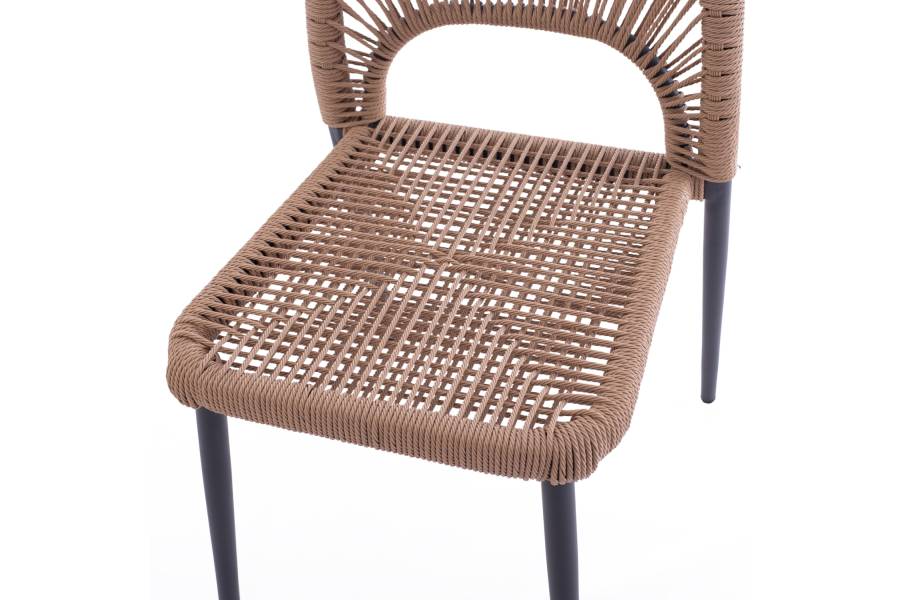 ΚΑΡΕΚΛΑ ΑΛΟΥΜΙΝΙΟΥ ΓΚΡΙ ΜΕ P.E.TWIST RATTAN ΜΠΕΖ HM5770.02 45x63x82Υ εκ.