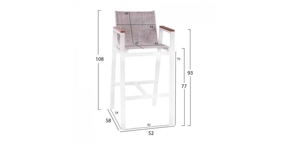 ΣΚΑΜΠΟ ΜΠΑΡ ΑΛΟΥΜΙΝΙΟΥ ΛΕΥΚΟ ΜΕ POLYWOOD 52 x 58 x 108 εκ. HM5790.01