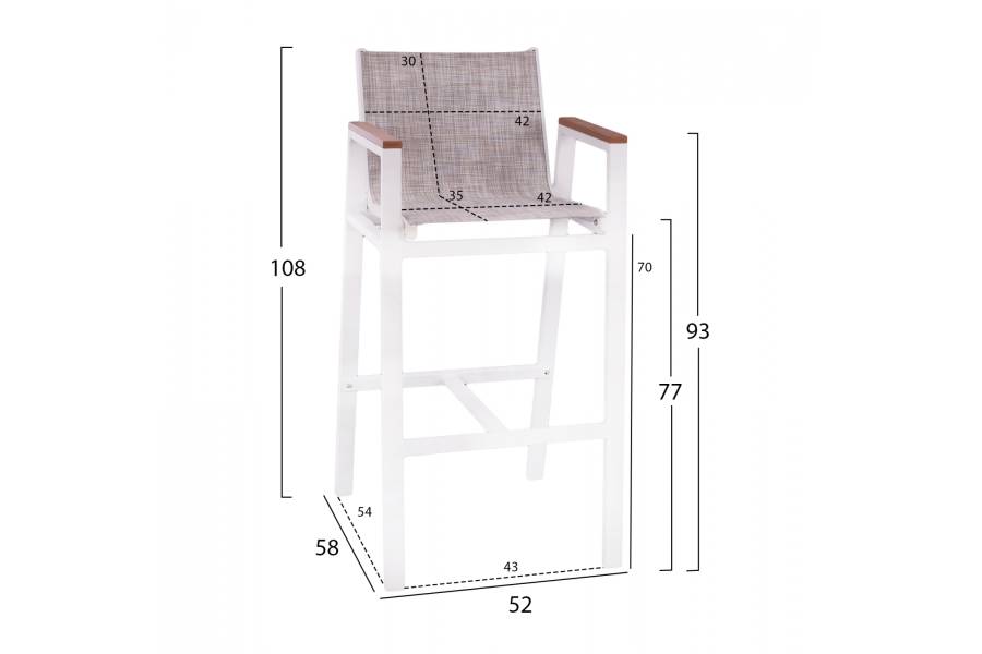 ΣΚΑΜΠΟ ΜΠΑΡ ΑΛΟΥΜΙΝΙΟΥ ΛΕΥΚΟ ΜΕ POLYWOOD 52 x 58 x 108 εκ. HM5790.01