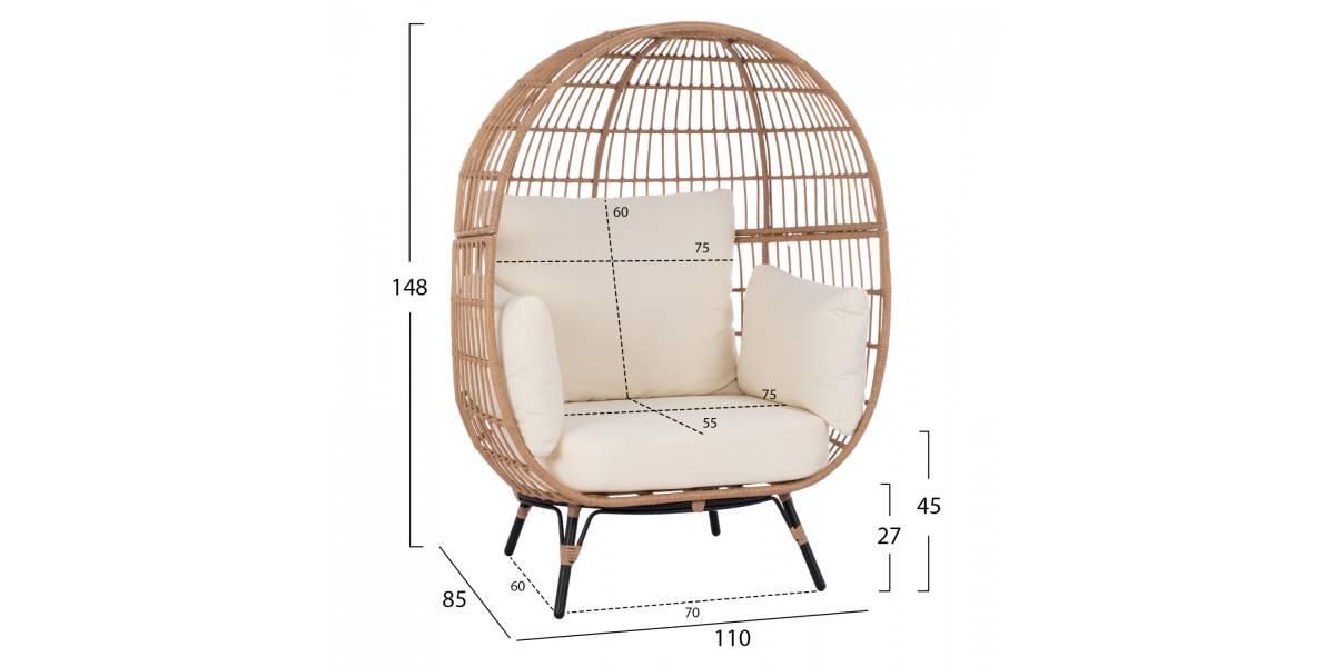 ΠΟΛΥΘΡΟΝΑ ΦΩΛΙΑ ALLEGRA HM5764 ΜΕ WICKER ΣΕ ΜΠΕΖ ΑΠΟΧΡΩΣΗ 110x85x148 εκ.