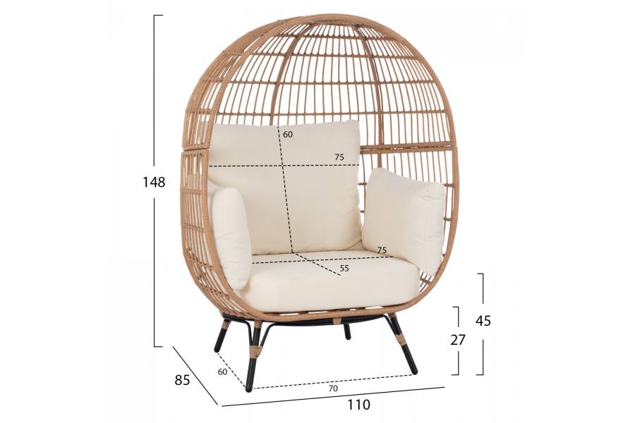 ΠΟΛΥΘΡΟΝΑ ΦΩΛΙΑ ALLEGRA HM5764 ΜΕ WICKER ΣΕ ΜΠΕΖ ΑΠΟΧΡΩΣΗ 110x85x148 εκ.
