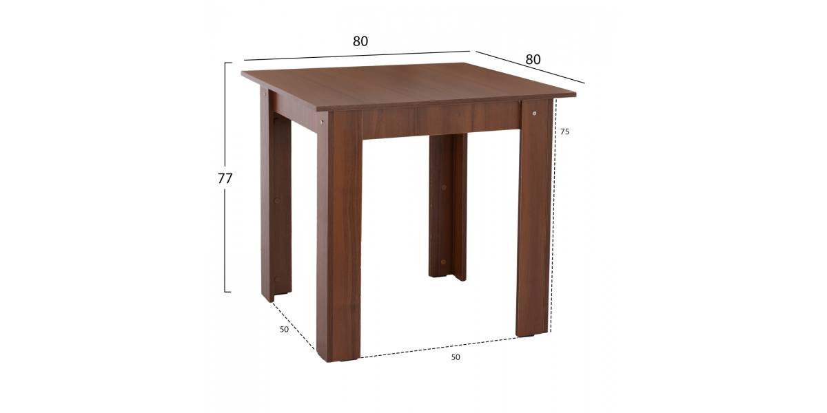 ΤΡΑΠΕΖΙ ΚΟΥΖΙΝΑΣ KELVIN 80x80x77Υεκ. ΚΑΡΥΔΙ HM2427.04