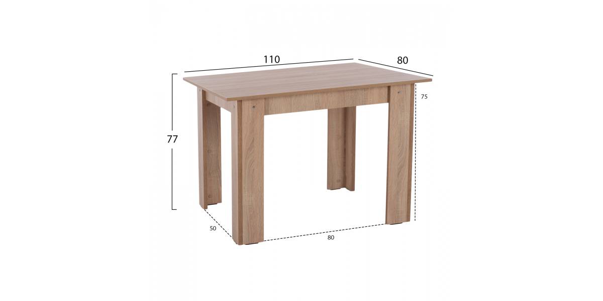 ΤΡΑΠΕΖΙ ΚΟΥΖΙΝΑΣ HM2428.01 KELVIN SONOMA OAK 110x80x77Υεκ.