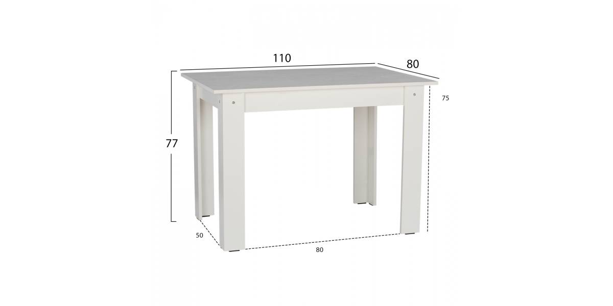 ΤΡΑΠΕΖΙ ΚΟΥΖΙΝΑΣ 110x80x77Υεκ. ΛΕΥΚΟ HM2428.03